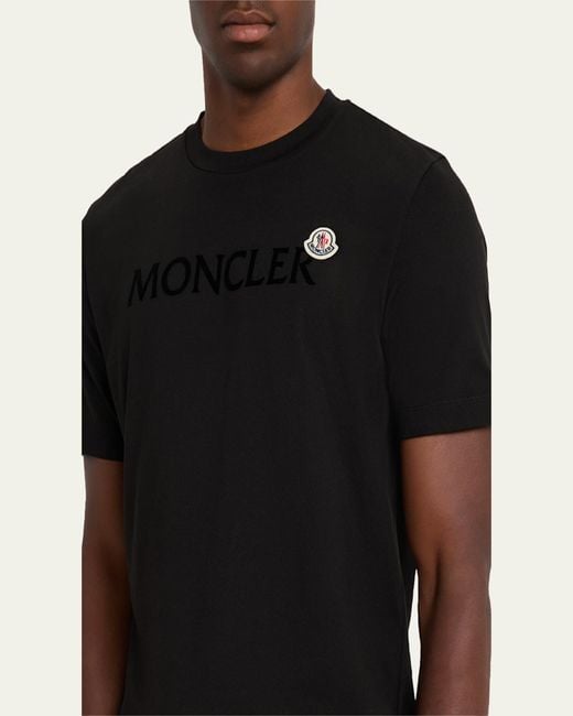 Moncler Black Logo Script Crewneck T-Shirt for men