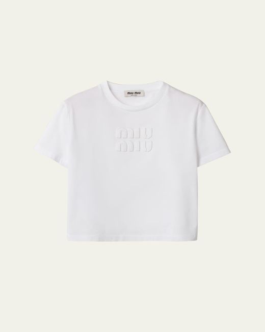 MiuMiu Jersey T-shirt 関税込 Steel/white/blue Set Of 3 Jersey T-shirts | Miu Miu