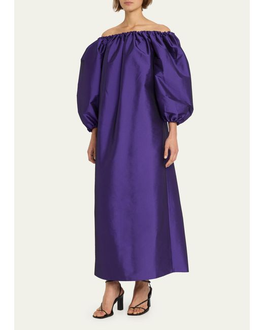 BERNADETTE Purple Bobby Off-shoulder Maxi Dress