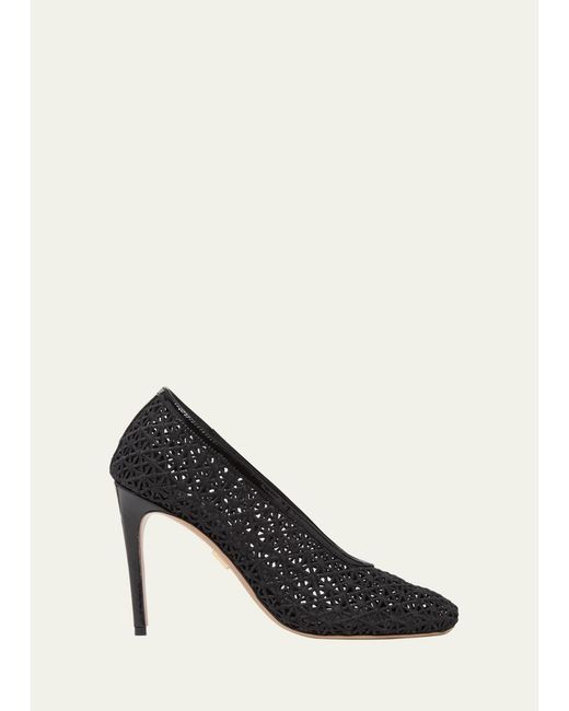 Ferragamo Black 95Mm Sol Macrame Pumps