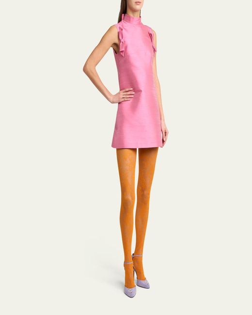 Valentino Garavani Pink Bow Shantung Silk Mini Dress