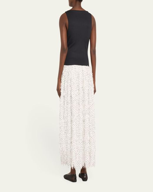 Anna Quan White Juni Fringe Drop-Waist Midi Dress
