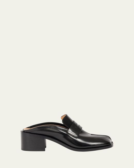 Maison Margiela Black Tabi Leather City Split-Toe Loafer Mules