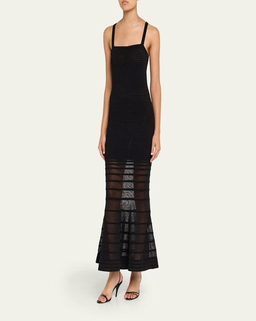 Jonathan Simkhai Black Vallarie Stripe Illusion Midi Dress