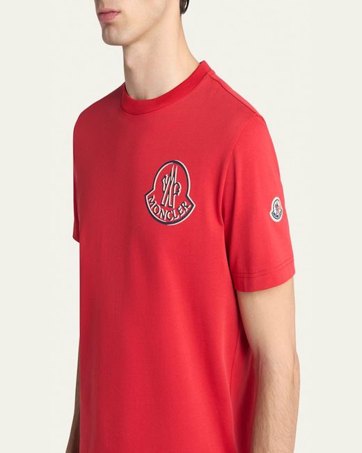 Moncler Red Chest Logo Graphic T-Shirt for men