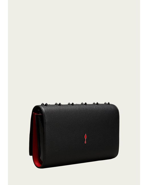 Christian Louboutin Black Paloma Clutch In Leather With Loubinthesky Spikes
