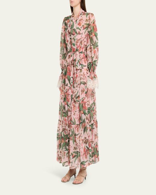 Kobi Halperin Pink Payne Tiered Floral-Print Maxi Dress