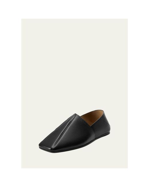 Loewe Black Origami Leather Square-Toe Slippers for men