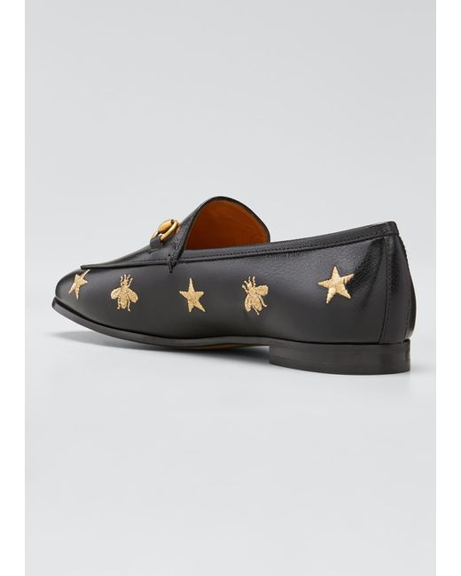 gucci jordaan star & bee leather loafer