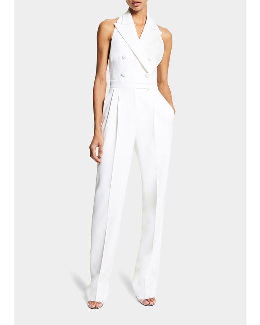 Michael Kors Halter Tuxedo Jumpsuit in White Lyst