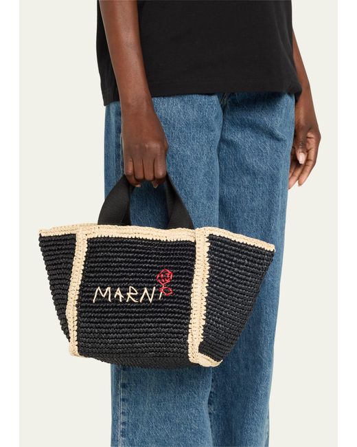 Marni Black Sillo Small Logo Tote Bag
