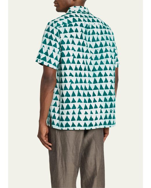 Studio 189 Green Alek Triangle Hand-batik Camp Shirt for men