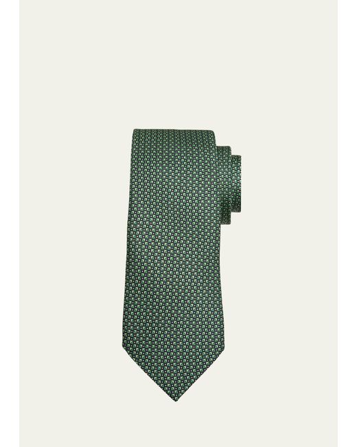 Zegna Green Micro-geometric Silk Tie for men