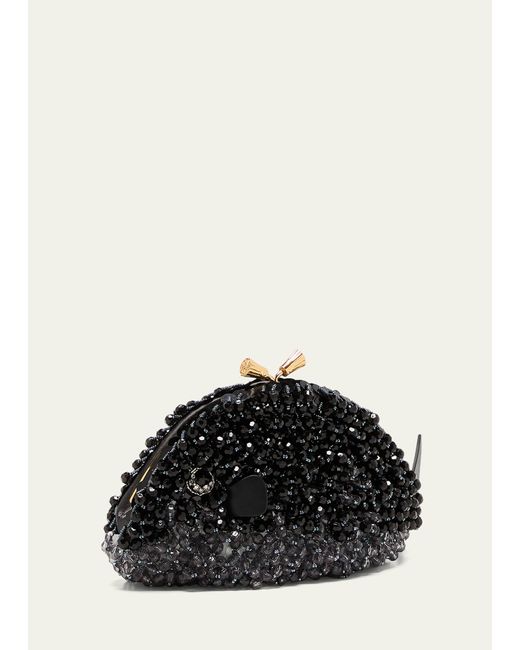 Anya Hindmarch Maud Iridescent Beaded Fish Clutch Bag in Black Lyst