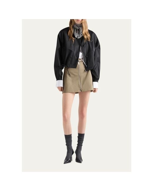 Prada Black Logo Drawstring-Hem Jacket