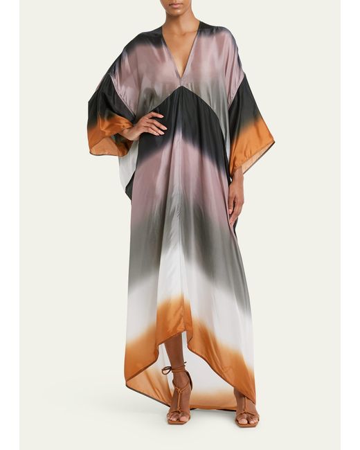 Rick Owens Multicolor Striped V-neck Long-sleeve Flowy Maxi Dress