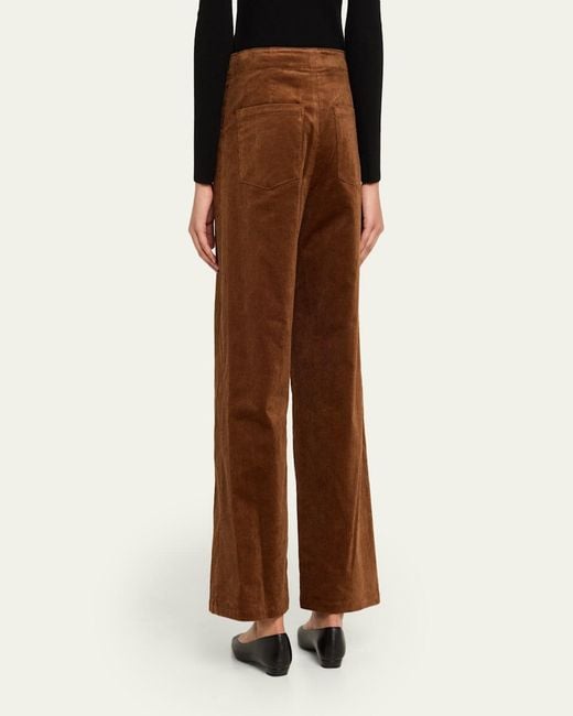 Theory Brown Front-Seam Micro Corduroy Pants