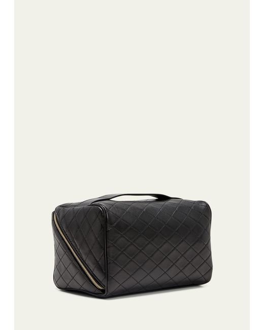 Saint Laurent Black Vanity Case Ysl Top-handle Bag In Quilted Smooth Leather