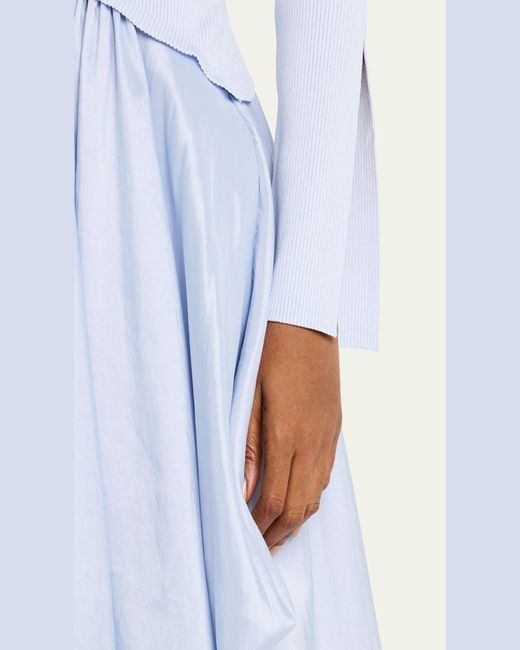 Jonathan Simkhai Blue Kenlie Mixed Media Bubble Midi Dress