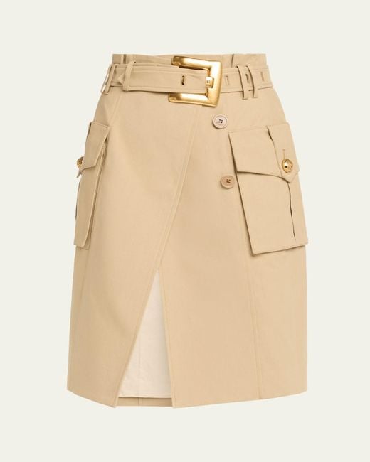 Balmain Natural Belted Cargo Skirt