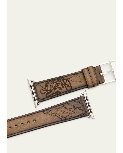 Berluti Apple Watch Scritto Leather Bracelet in Natural for Men | Lyst