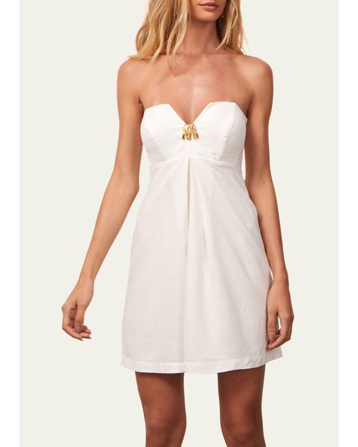 ViX White Solid Lucile Detail Strapless Mini Dress