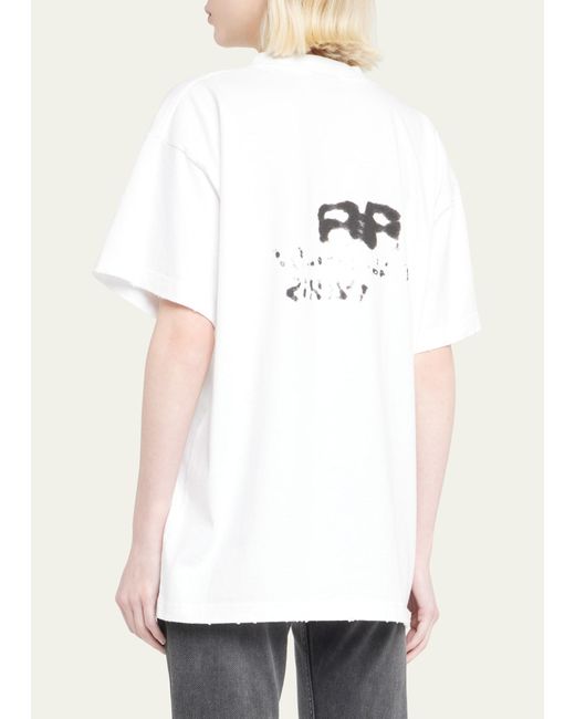 Balenciaga White Medium Fit T-shirt With Dyed Logo