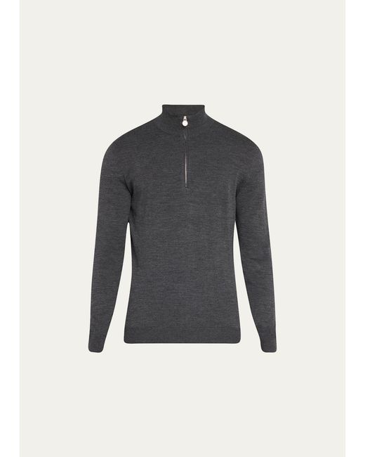 Kiton Blue Wool Half-Zip Sweater for men