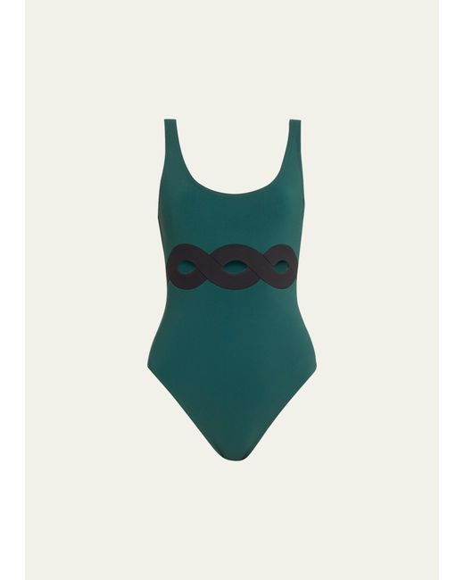 Karla Colletto Green Octavia Round-neck Silent Underwire One-piece Swimsuit