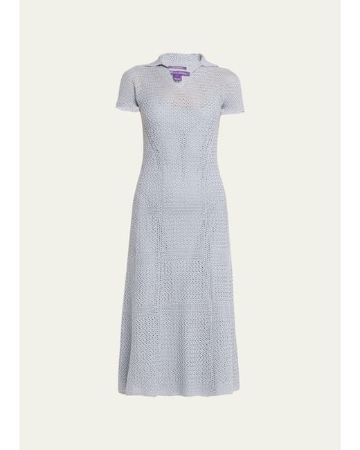 Ralph Lauren Collection White Crochet Polo Midi Dress