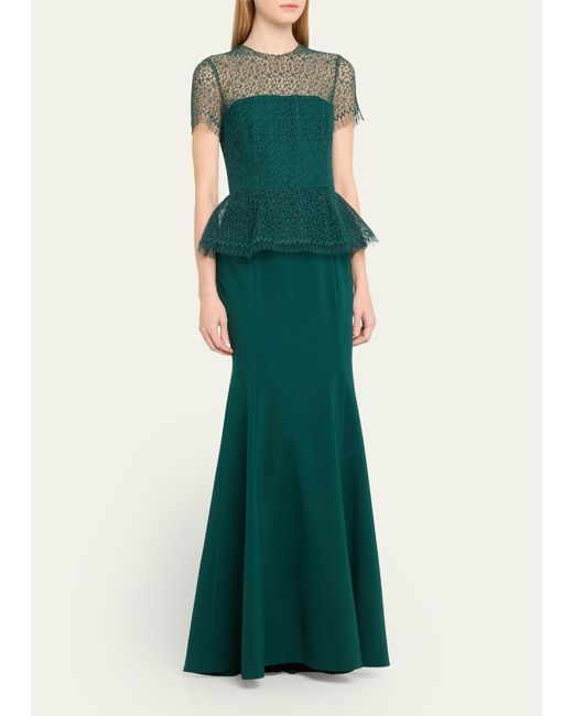 Jason Wu Green Corded Geo Lace Gown