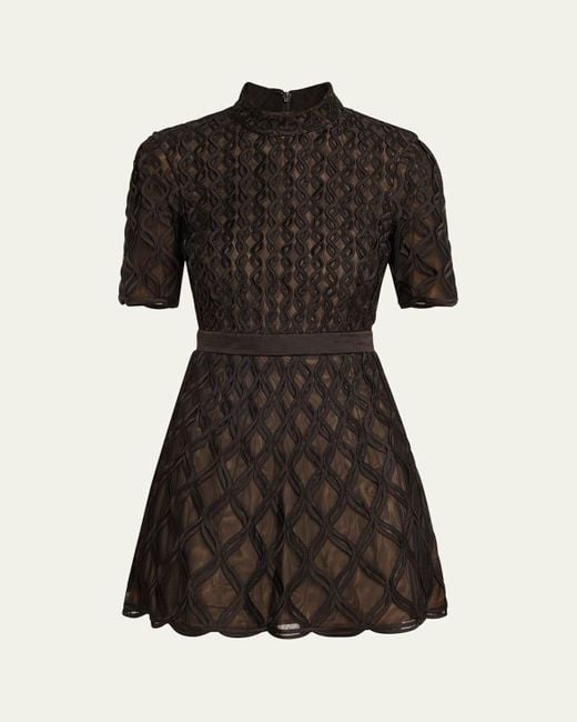 Jonathan Simkhai Costina Short-Sleeve Mini Dress in Black | Lyst