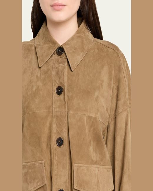 Arma Natural Kaylee Button-Down Lambskin Suede Jacket
