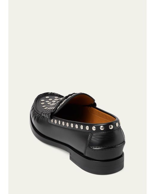 Gucci White Kaveh GG Cutout Studded Penny Loafers for men