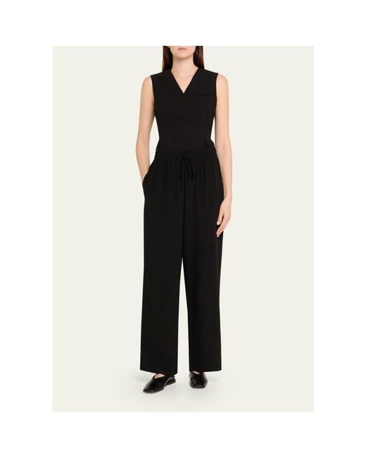 Matteau Black Silk Drawstring Trousers
