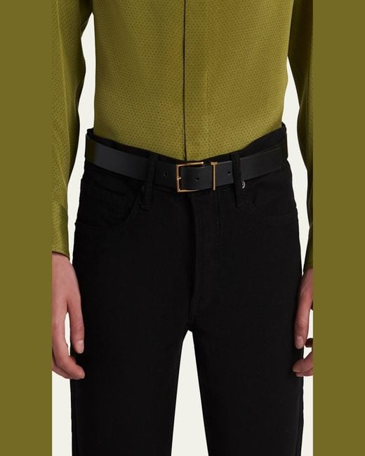 Tom Ford Black Leather T Loop Belt for men