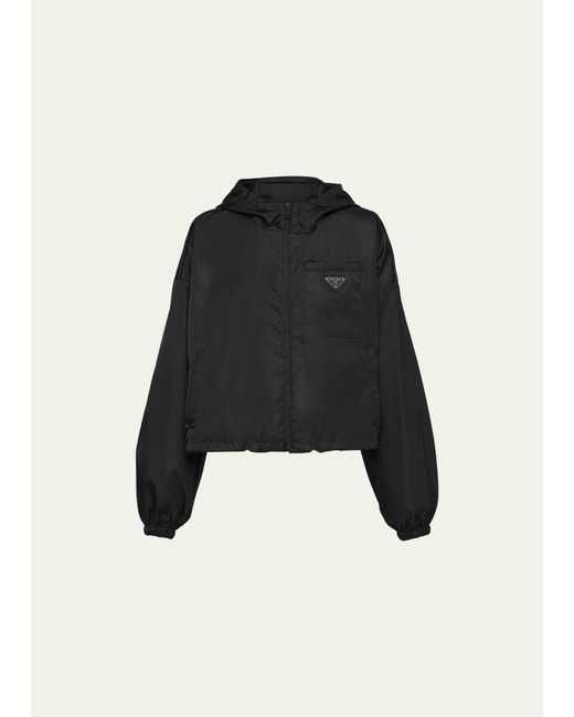 Prada Black Re-nylon Hooded Zip Up Jacket