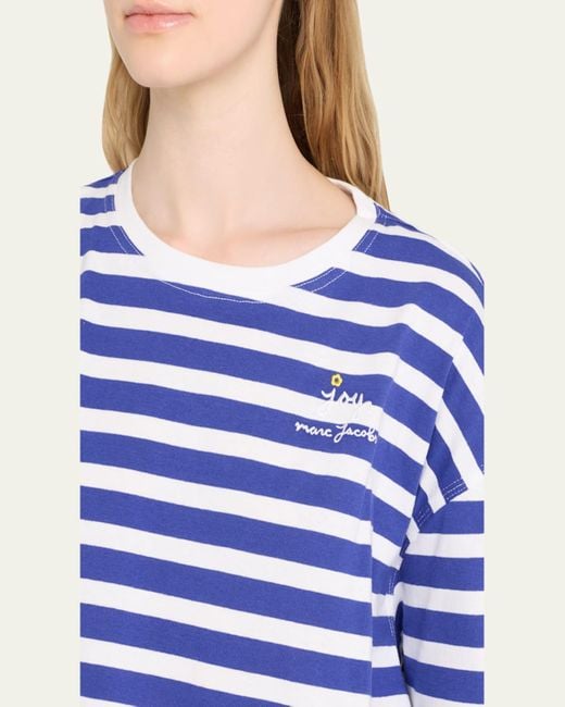 Marc Jacobs Blue Daisy Striped Long-Sleeve T-Shirt