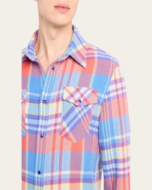 God's True Cashmere White Bright Plaid Sport Shirt With for men