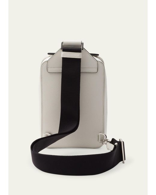 Prada Black Saffiano Leather Sling Backpack for men