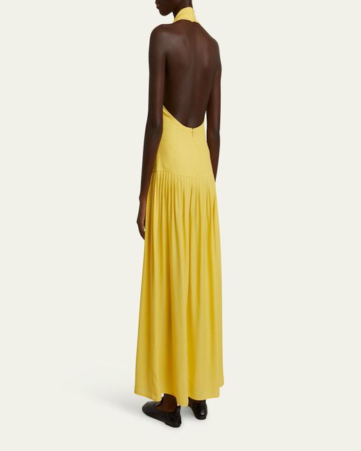 Proenza Schouler Yellow Tala Halter Viscose Georgette Dress