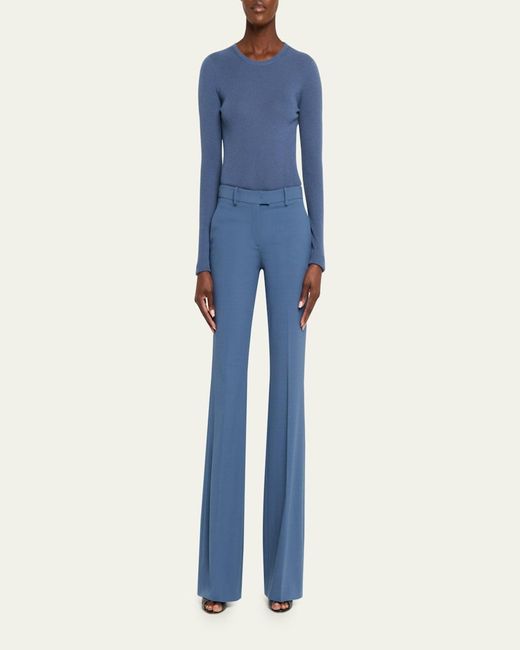 Michael Kors Blue Hutton Ribbed Crewneck Cashmere Pullover