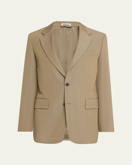 Auralee Natural Single-Breasted Wool Blazer for men