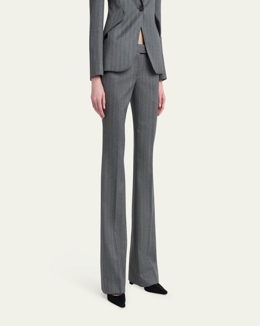 Alexander McQueen Gray Low-Rise Herringbone Striped Flare Trousers