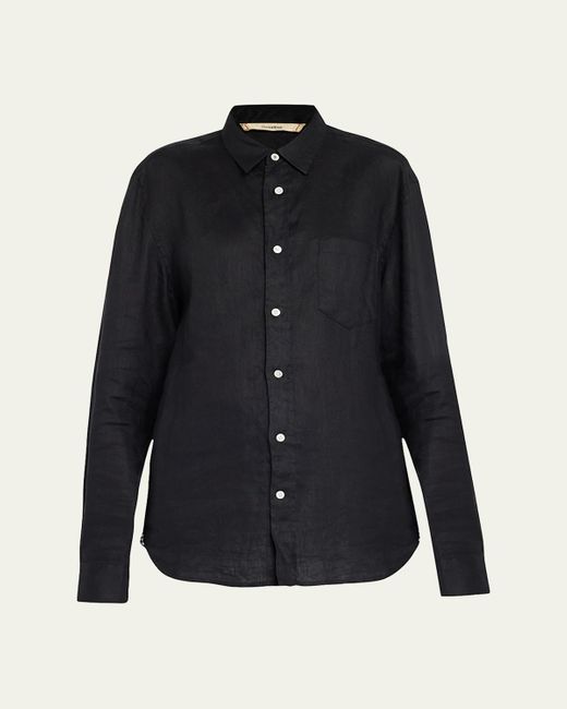 THE SALTING Blue Classic Linen Button-Front Shirt