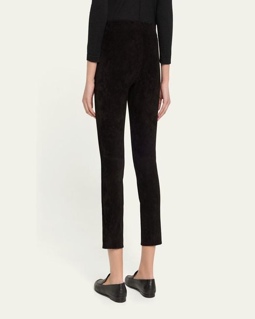 Vince Black Stretch-Suede Split Hem Crop Pants