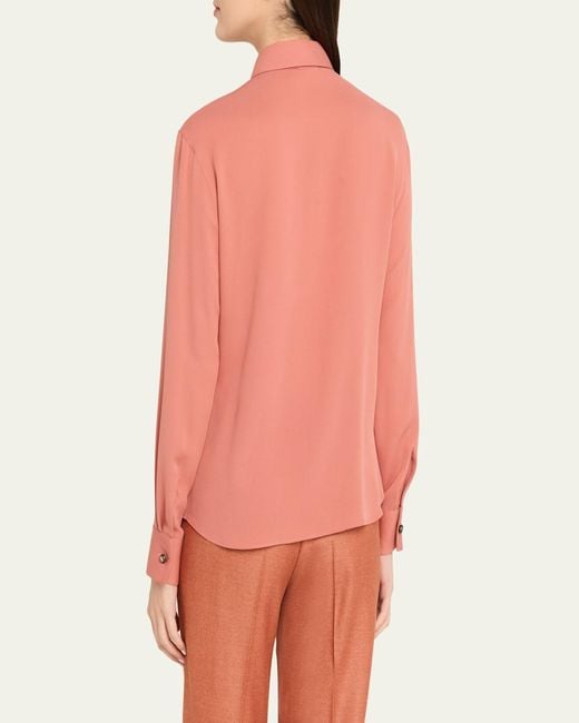 Giorgio Armani Pink Silk Slim Button-Down Blouse