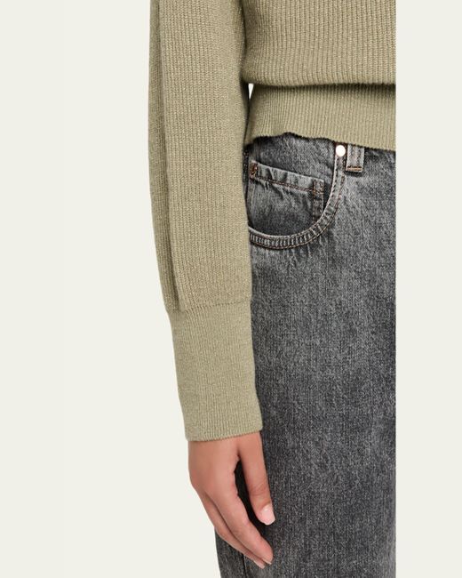 Brunello Cucinelli Natural Sparkling Cashmere Winter Vanise Crewneck Sweater