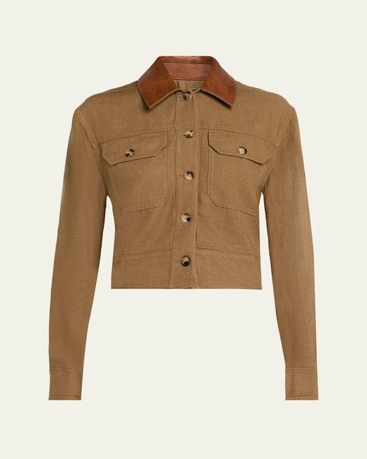 Jonathan Simkhai Natural Derby Cropped Linen Jacket