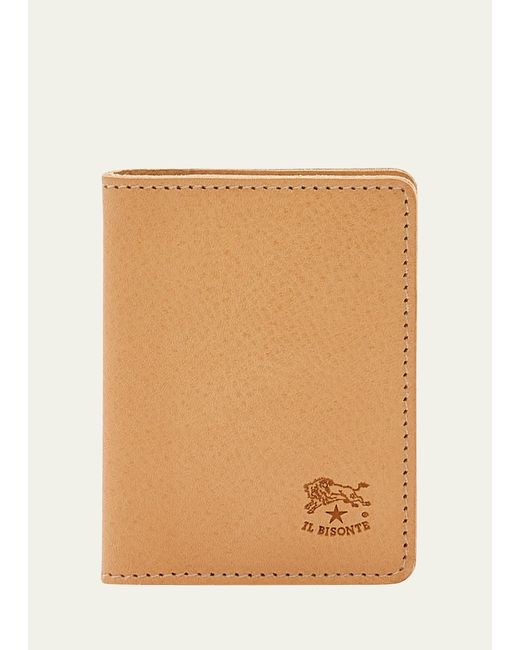 Il Bisonte Natural Vachetta Leather Bifold Card Case for men